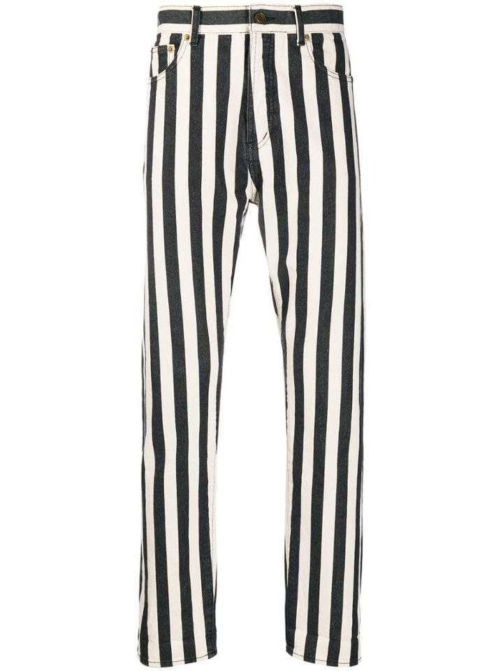 Saint Laurent Striped Straight Jeans - White