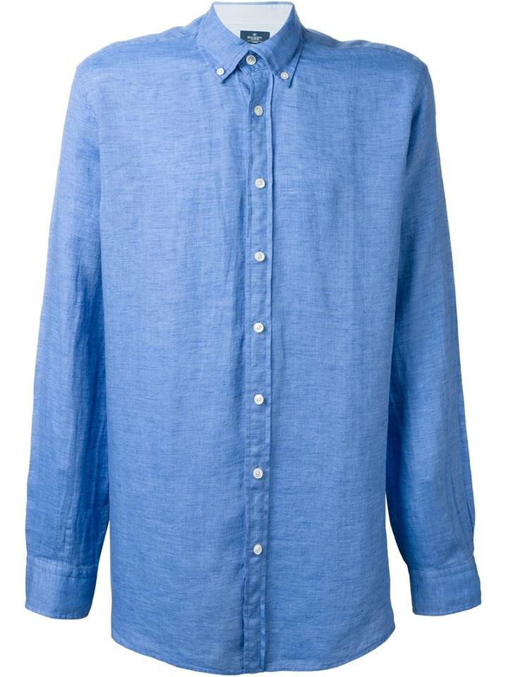 Hackett Loose Fit Shirt, Men's, Size: L, Blue, Linen/flax