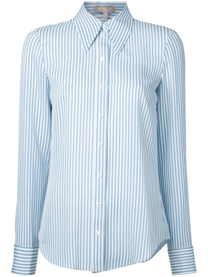 Michael Kors Striped Shirt, Women's, Size: 4, White, Silk
