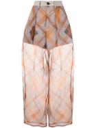 Emporio Armani Oversized Check Sheer Trousers - Grey