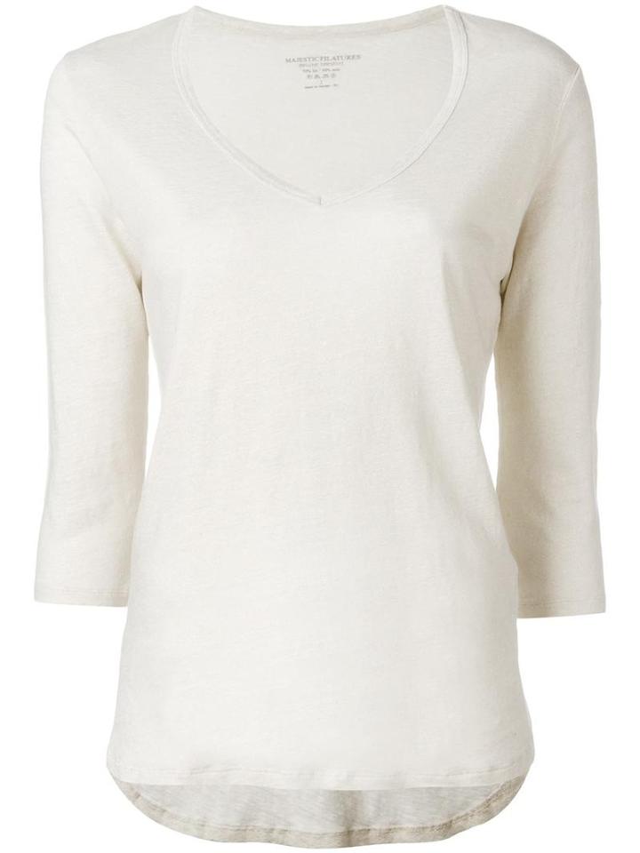 Majestic Filatures Three-quarters Sleeve Knitted Blouse, Women's, Size: I, Nude/neutrals, Linen/flax/silk