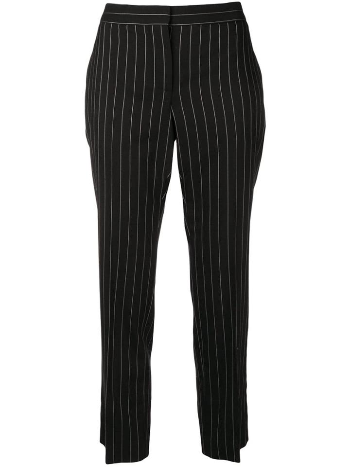Alexander Mcqueen Striped Print Cropped Trousers - Black