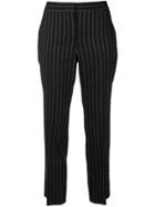 Alexander Mcqueen Striped Print Cropped Trousers - Black