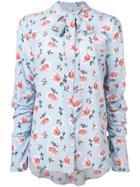 Veronica Beard Floral Print Pussy Bow Blouse - Blue