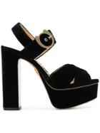 Charlotte Olympia Velvet Platform Sandals - Black