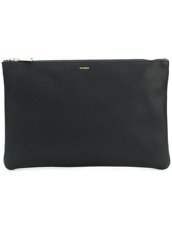 Jil Sander Logo Zipped Clutch - Black