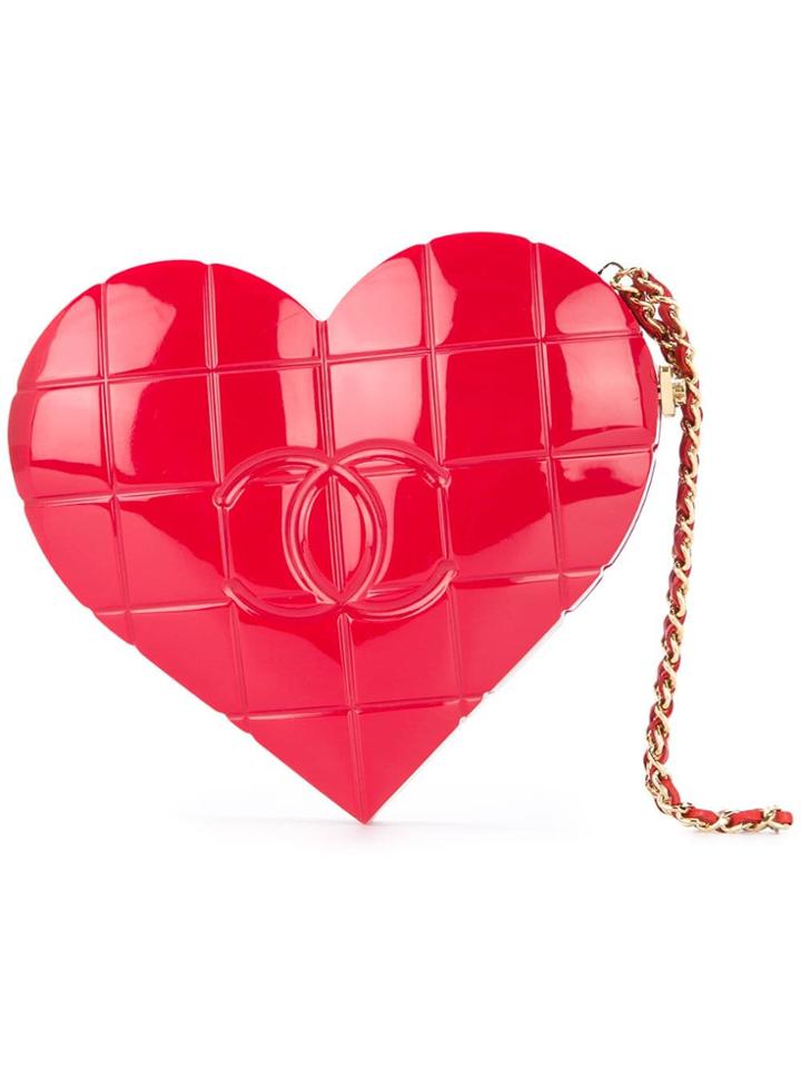 Chanel Pre-owned Chocolate Bar Heart Shaped Bag - Red