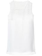 Akris Punto Sleeveless Mesh Detail Blouse - White