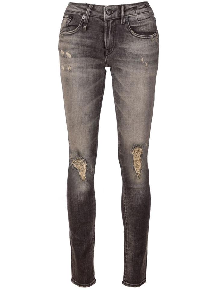R13 'alison' Skinny Jeans, Women's, Size: 31, Grey, Cotton/spandex/elastane