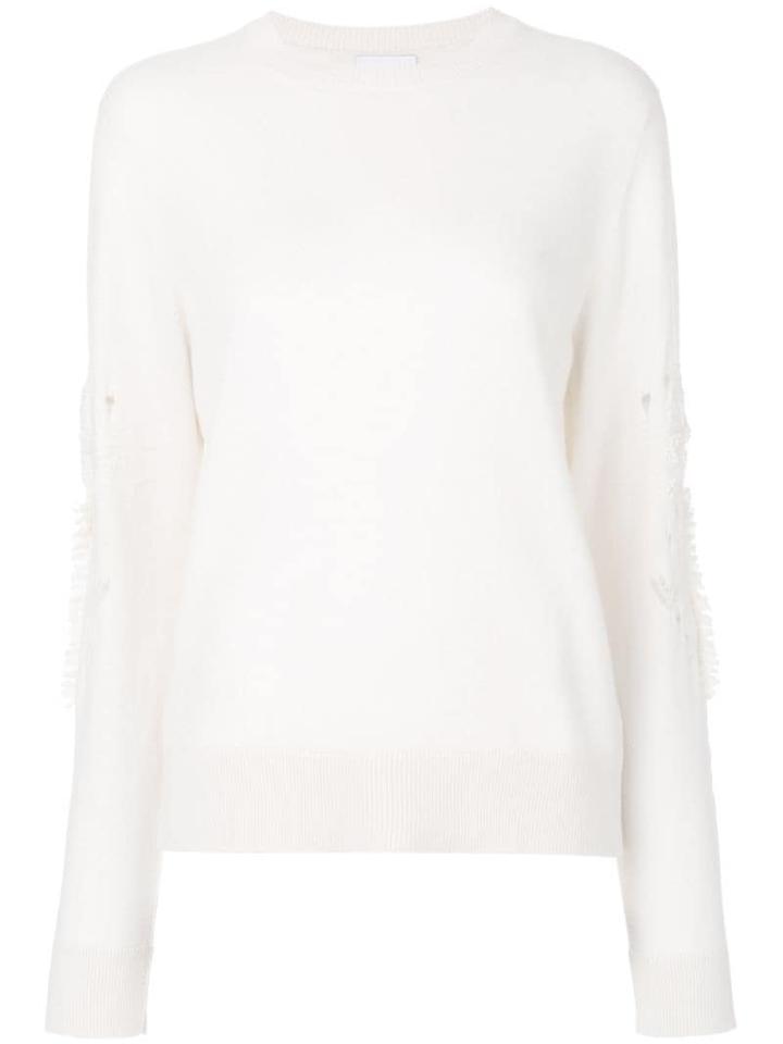 Barrie Romantic Timeless Cashmere Round Neck Pullover - White