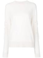 Barrie Romantic Timeless Cashmere Round Neck Pullover - White