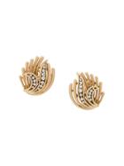 Susan Caplan Vintage 1960's Cut-out Clip On Earrings - Gold