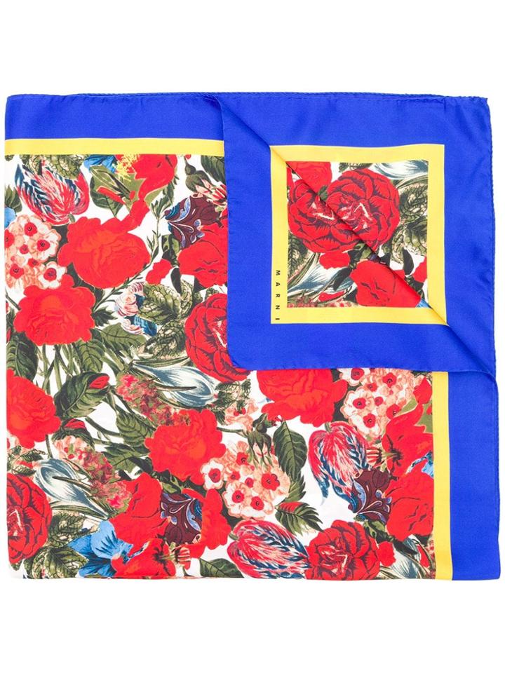 Marni Silk Floral Scarf - Blue