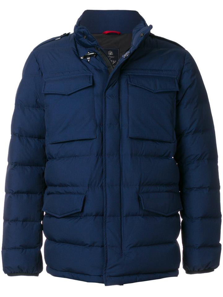 Fay Cargo Pocket Padded Jacket - Blue