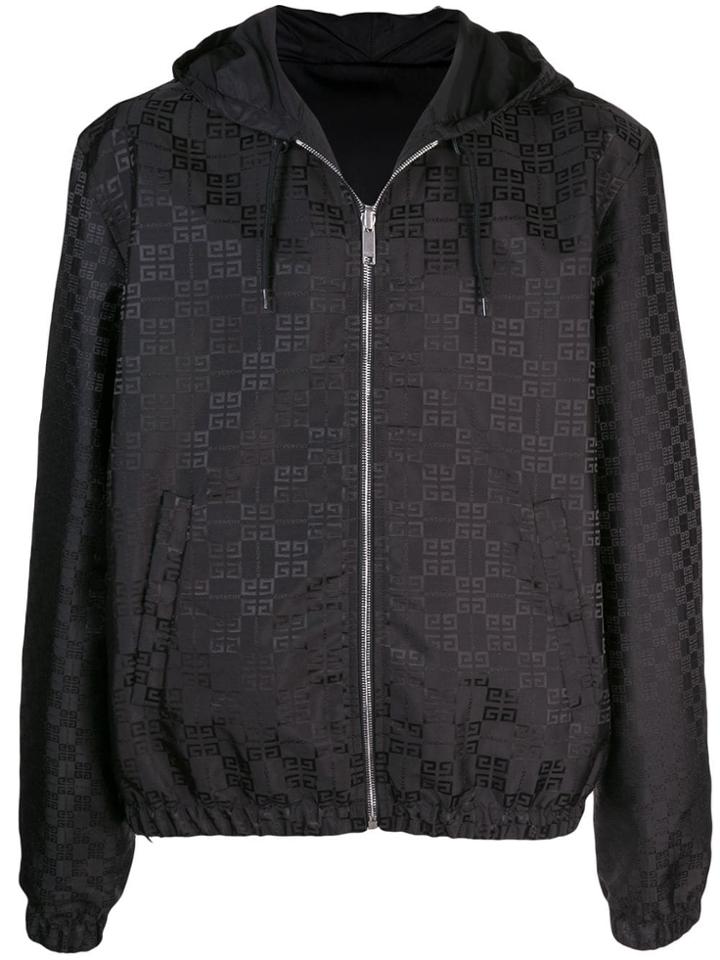 Givenchy All-over Logo Print Hooded Jacket - Black