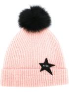Msgm Kids Pom Detail Knitted Hat, Girl's, Size: 52 Cm, Pink/purple