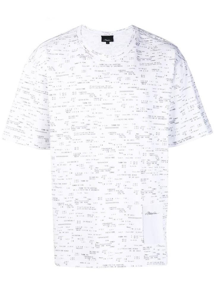 3.1 Phillip Lim Boxy T-shirt - Receipt Print - White