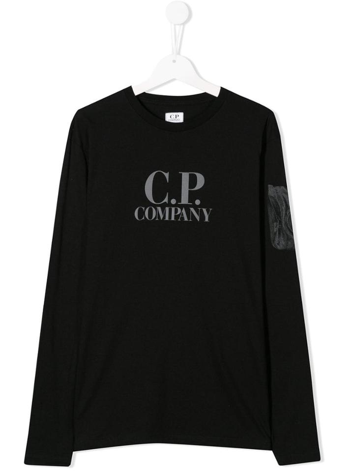 Cp Company Kids Teen Logo Printed Jersey Top - Black