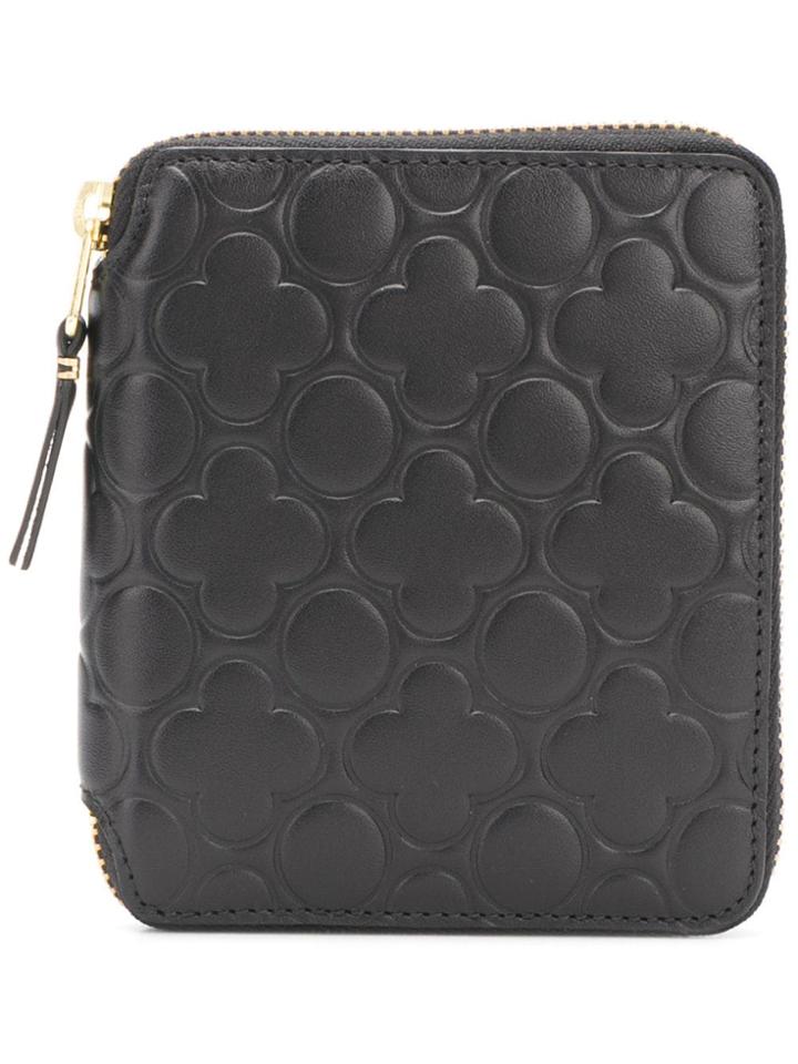 Comme Des Garçons Wallet Embossed Leather Zip Around Wallet - Black