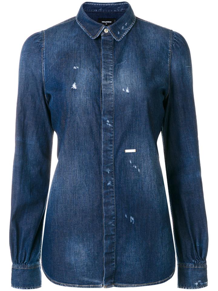 Dsquared2 Distressed Denim Shirt - Blue