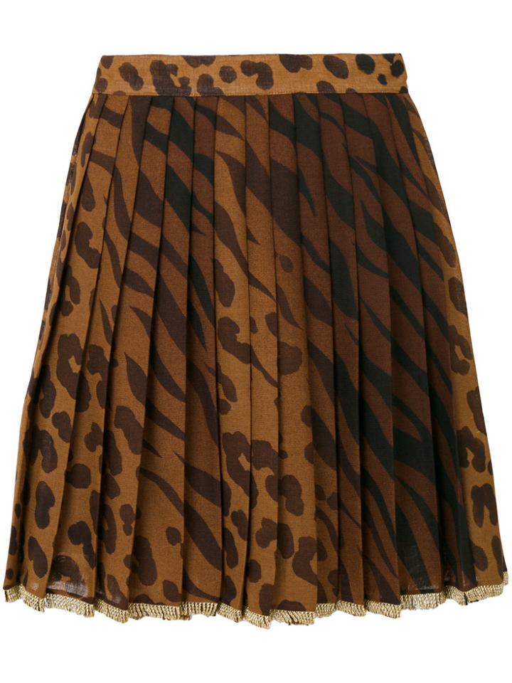 Versace Vintage Animal Printed Pleated Skirt - Brown