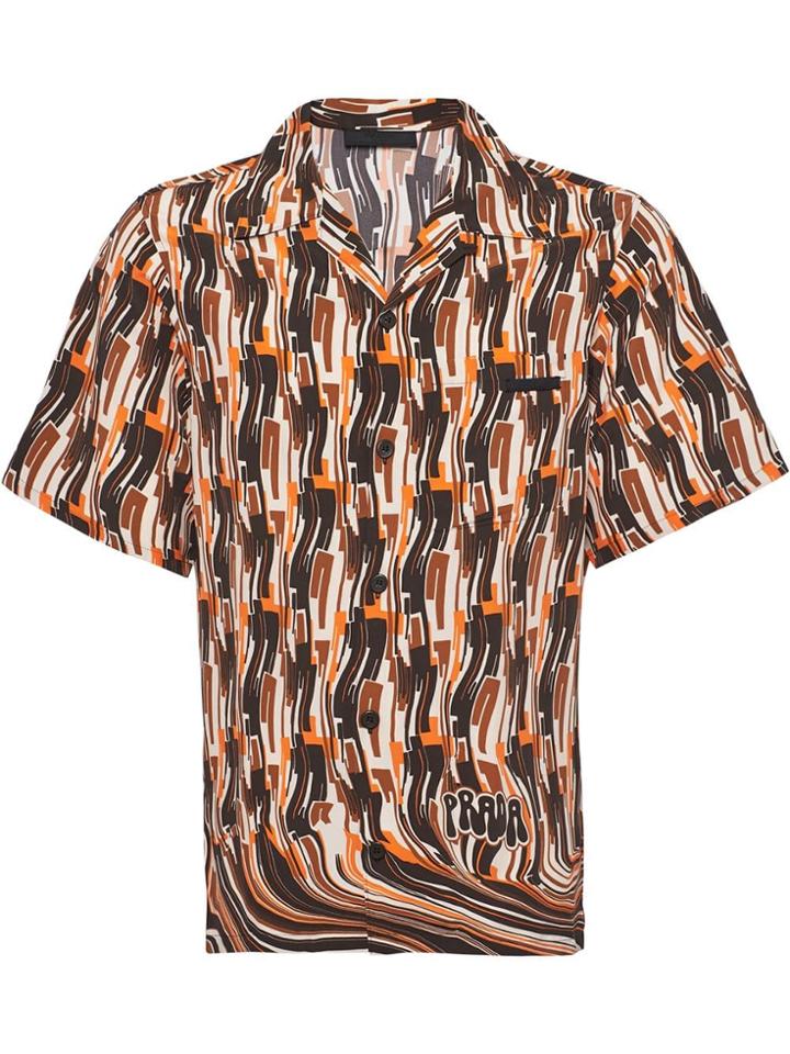 Prada Short-sleeved Pongé Shirt - Orange