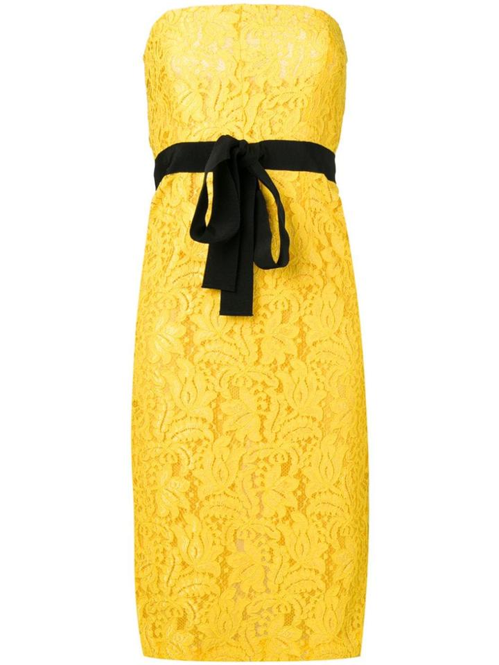 Brognano Embroidered Strapless Dress - Yellow