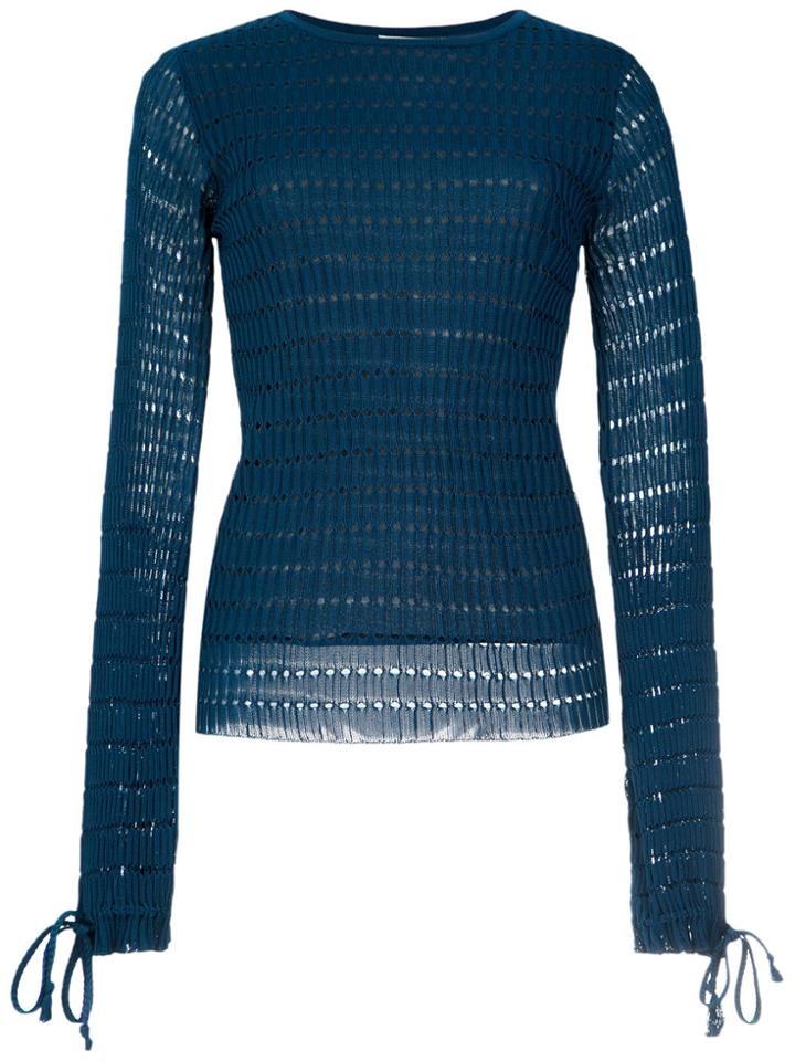 Egrey Open Knit Blouse - Blue