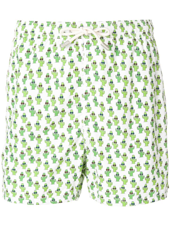 Mc2 Saint Barth Cactus Print Swim Shorts - White