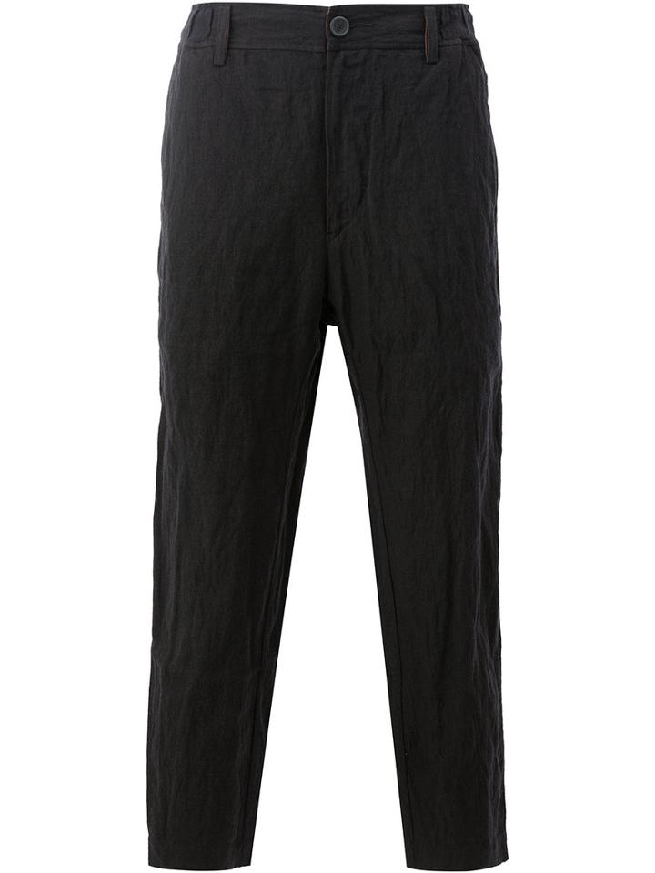 Ziggy Chen - Cropped Tapered Trousers - Men - Cotton/cupro/wool/metal - 46, Black, Cotton/cupro/wool/metal