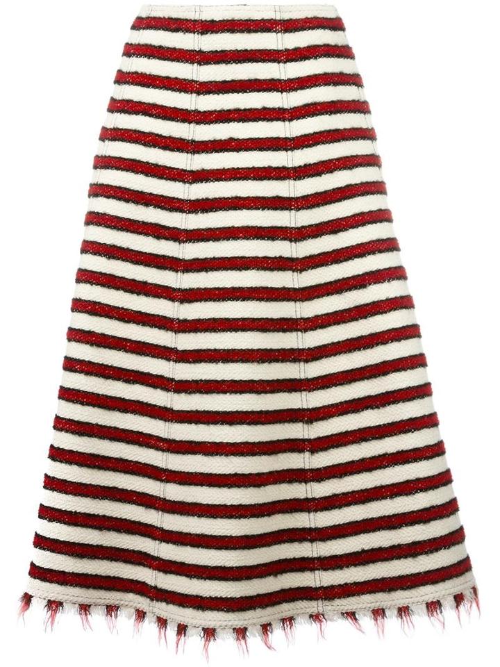 Philosophy Di Lorenzo Serafini Striped Knitted A-line Skirt, Women's, Size: 44, Nude/neutrals, Cotton/acrylic/virgin Wool/other Fibers