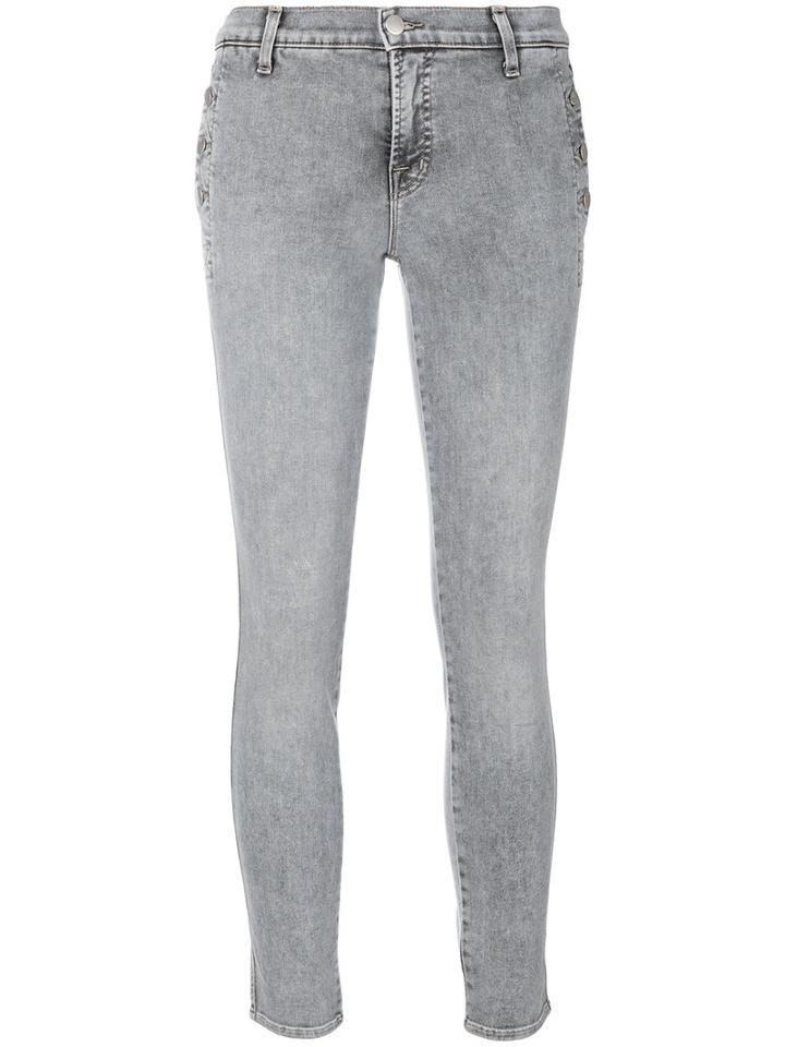 J Brand - Button Detail Skinny Jeans - Women - Cotton/polyester/spandex/elastane - 28, Grey, Cotton/polyester/spandex/elastane