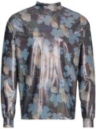 Edward Crutchley Shiny Print Long Sleeve Top - Blue