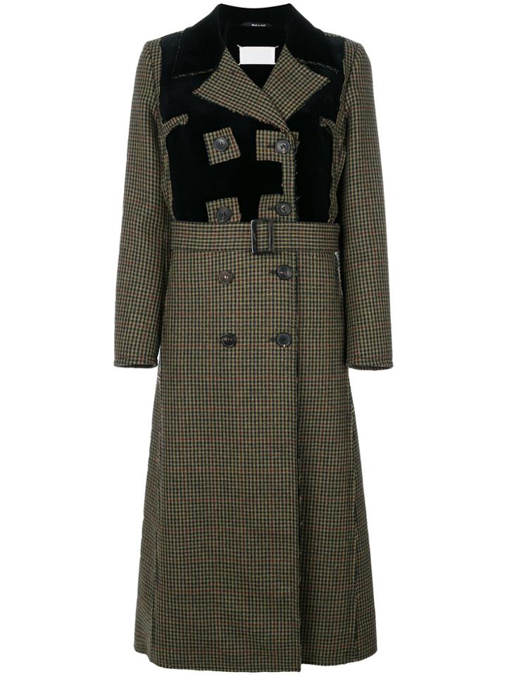 Maison Margiela Houndstooth Patterned Coat - Black