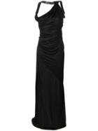 Roberto Cavalli Embellished One-shoulder Gown - Black