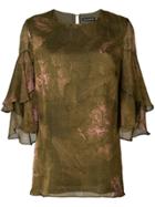 Josie Natori Tiered Sleeve Blouse - Green