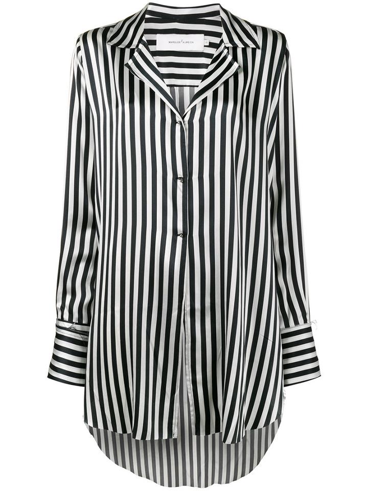 Marques'almeida - Oversized Pinstripe Shirt - Women - Silk - S, Black, Silk