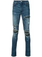 Amiri - Ripped Super Skinny Jeans - Men - Cotton/leather/spandex/elastane - 29, Blue, Cotton/leather/spandex/elastane