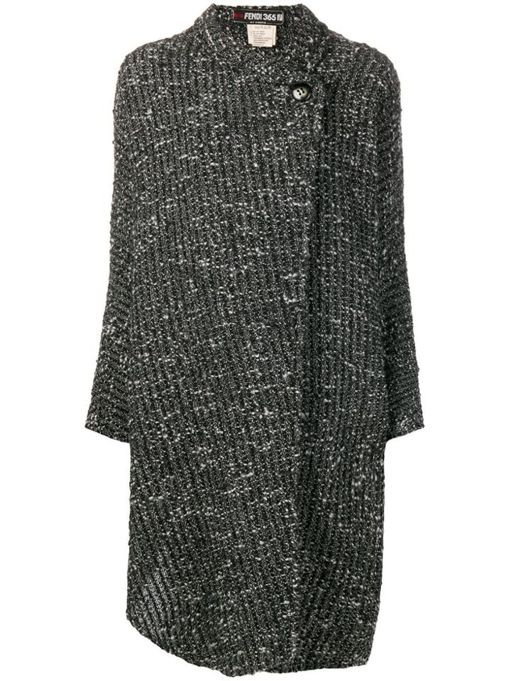 Fendi Pre-owned Boucle Wrap Coat - Black