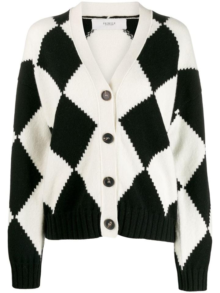 Pringle Of Scotland Graphic Argyle Cropped Cardigan - White