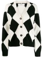 Pringle Of Scotland Graphic Argyle Cropped Cardigan - White