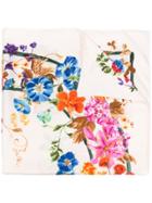 Salvatore Ferragamo Floral Print Silk Scarf - White