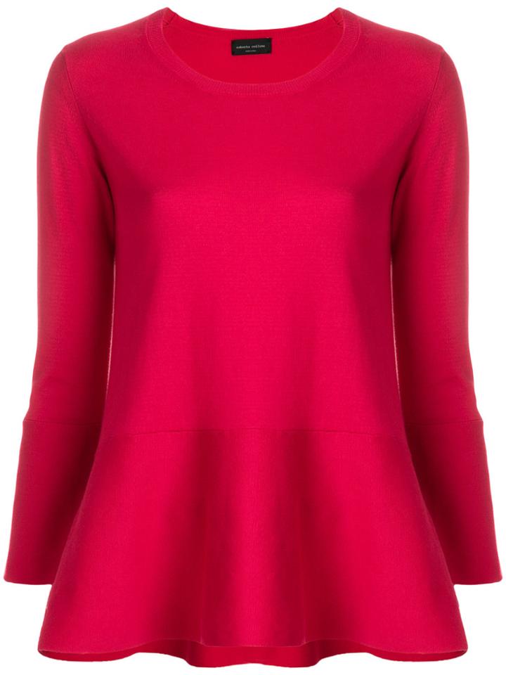 Roberto Collina Long Sleeved Peplum T-shirt - Red