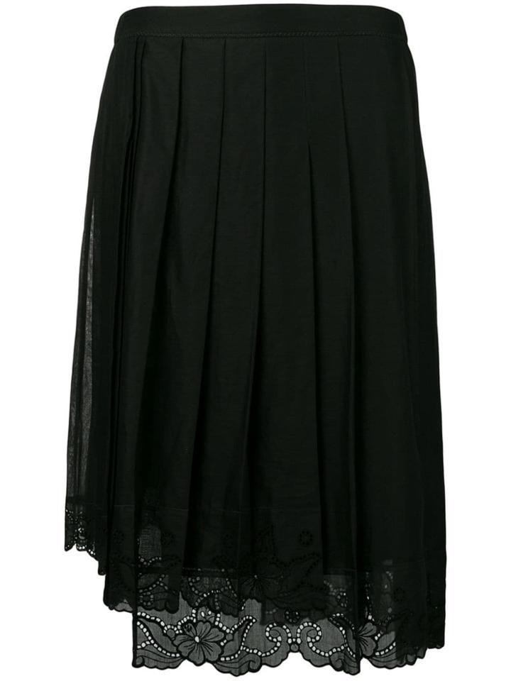 Nº21 Lace Trim Pleated Skirt - Black