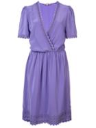 Vanessa Bruno - V-neck Dress - Women - Silk/acetate - 36, Pink/purple, Silk/acetate