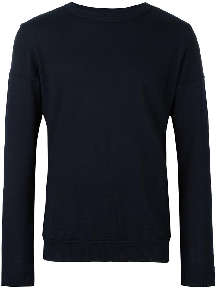 S.n.s. Herning 'intro' Crew Neck Jumper, Men's, Size: Large, Blue, Merino/virgin Wool