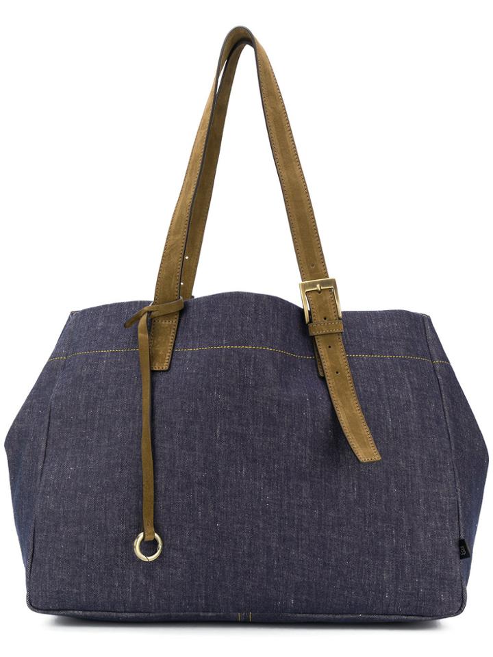 Lardini Leather Embellished Messenger Bag - Blue