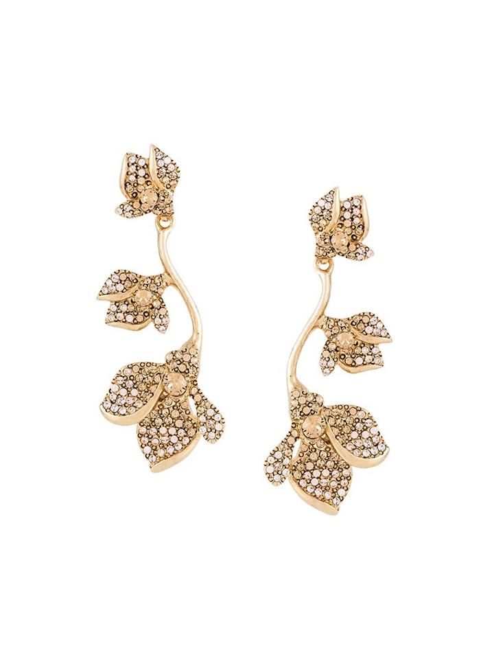 Oscar De La Renta Flower Earrings, Women's, Metallic