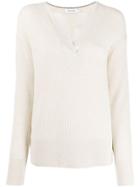 Calvin Klein V-neck Ribbed Sweater - Neutrals