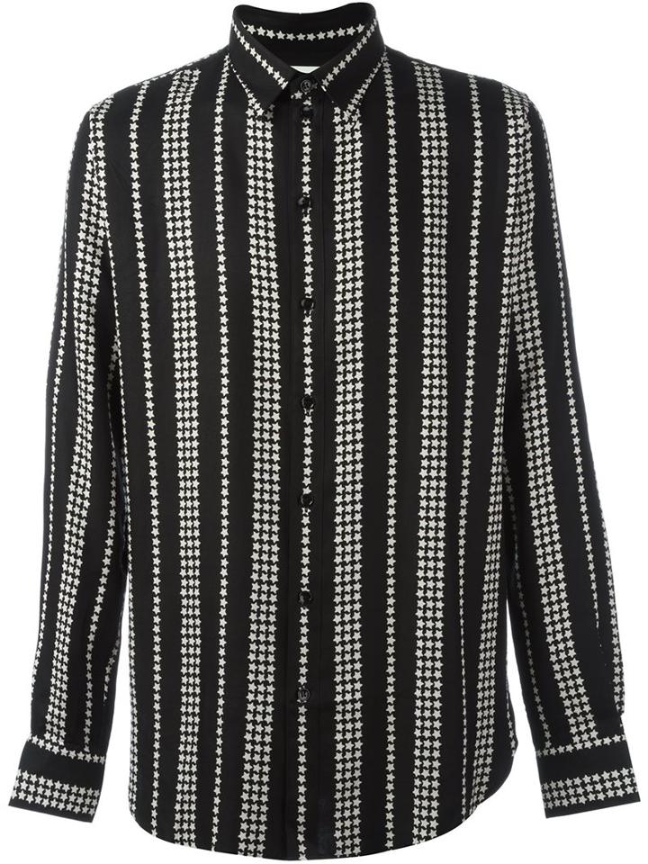 Saint Laurent Star Print Striped Shirt